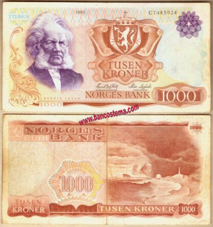 Norway P40 1.000 Kroner 1985 gvf