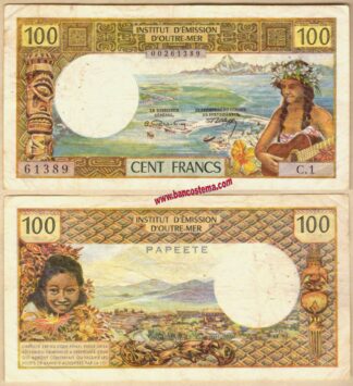 Tahiti P23 100 Francs nd 1969 vf