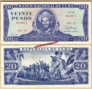 Cuba P105d 20 Pesos 1990 vf