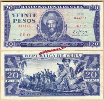 Cuba P105d 20 Pesos 1990 vf