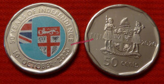 Fiji KM839 50 Cents commemorativa 50 years of indipendence 2020 unc