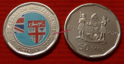 Fiji KM839 50 Cents commemorativa 50 years of indipendence 2020 unc