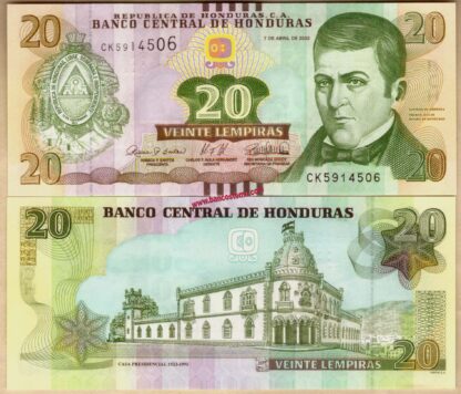 Honduras P100e 20 Lempiras 07.04.2022 unc