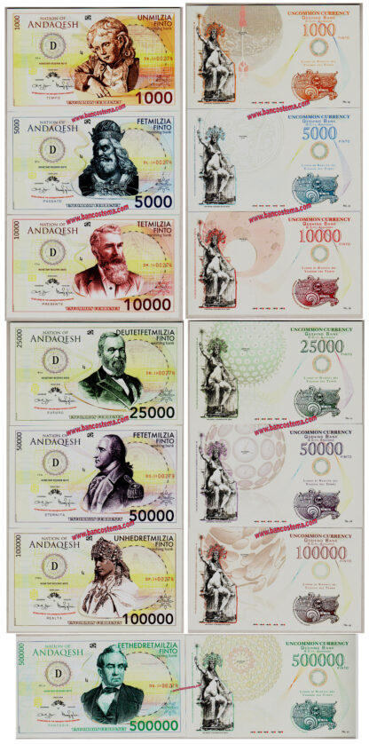 Nation of Andaqesh set 1.000-500.000 Finto 2014 carta unc