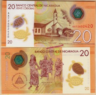 Nicaragua P210c 20 Cordobas 26.01.2022 polymer unc