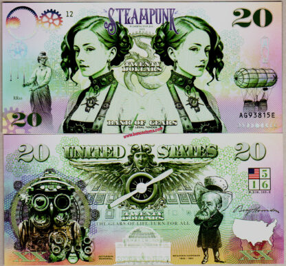 Steampunk Bank of Gears 20 Dollars Polymer 2024 unc