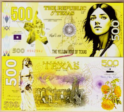 Texas 500 dollars commemorativa Polymer unc