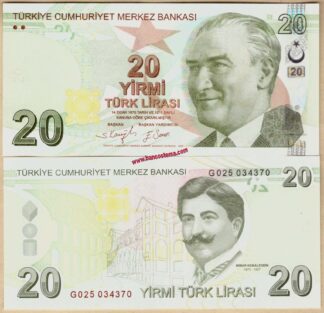 Turkey P224f 20 Lirasi 2009 (2020) unc